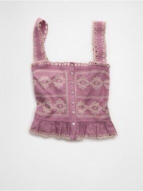 American Eagle Outfitters Mauve Eyelet-Embroidered Square Neck Camisole